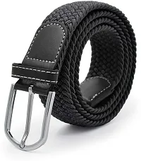 Men's Black Woven Design Canvas Casual Slim Belt-thumb1