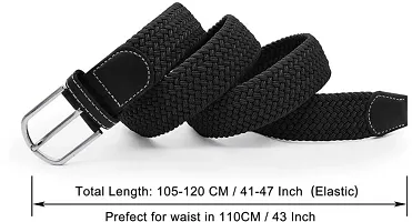 Men's Black Woven Design Canvas Casual Slim Belt-thumb3