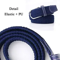 Men's Blue Woven Design Canvas Casual Slim Belt-thumb2