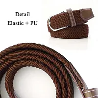 Men's Brown Woven Design Canvas Casual Slim Belt-thumb2