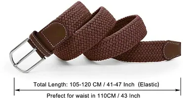 Men's Brown Woven Design Canvas Casual Slim Belt-thumb3