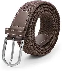 Men's Brown Woven Design Canvas Casual Slim Belt-thumb1