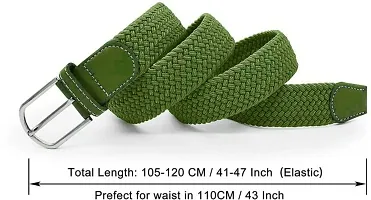 Men's Green Woven Design Canvas Casual Slim Belt-thumb2