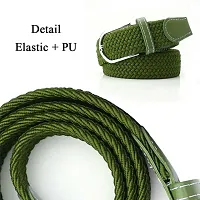 Men's Green Woven Design Canvas Casual Slim Belt-thumb3