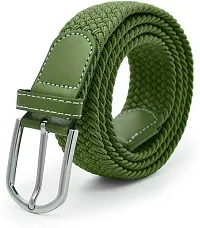 Men's Green Woven Design Canvas Casual Slim Belt-thumb1