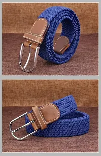 Men's Blue Woven Design Canvas Casual Slim Belt-thumb3