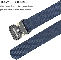 Men's Blue Solid Canvas Casual Slim Belt-thumb2