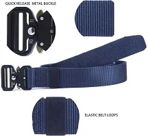 Men's Blue Solid Canvas Casual Slim Belt-thumb1