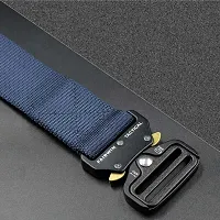 Men's Blue Solid Canvas Casual Slim Belt-thumb4