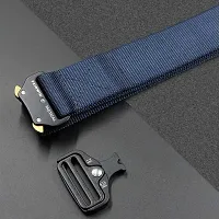 Men's Blue Solid Canvas Casual Slim Belt-thumb3