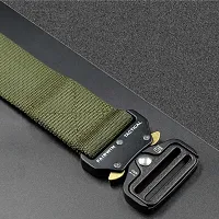 Men's Green Solid Canvas Casual Slim Belt-thumb4