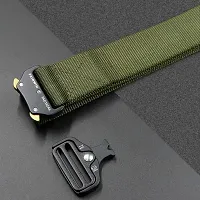 Men's Green Solid Canvas Casual Slim Belt-thumb3