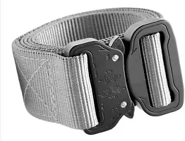 Men's Silver Solid Canvas Casual Slim Belt-thumb1