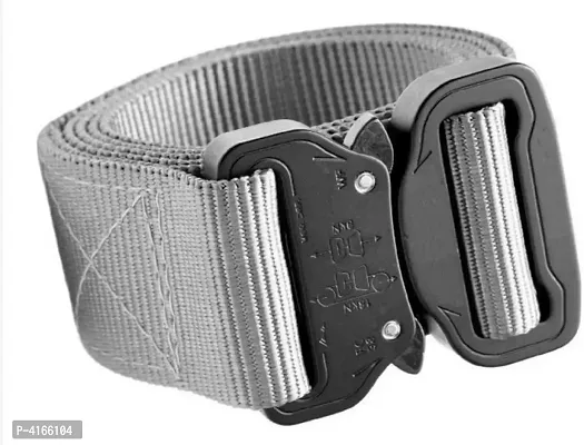 Men's Silver Solid Canvas Casual Slim Belt-thumb2