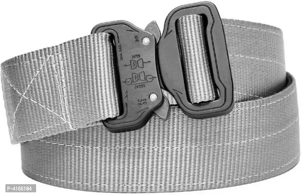 Men's Silver Solid Canvas Casual Slim Belt-thumb0