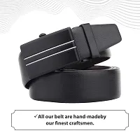 Stunning Black Artificial Leather Textured Casual Belts For Men And Boys-thumb4