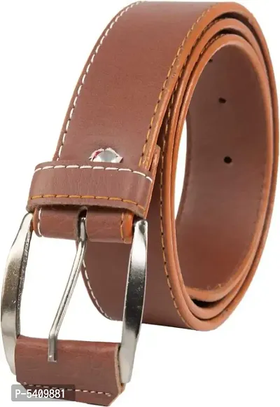 Trendy Artificial Leather Brown Solid Belt For Men-thumb0