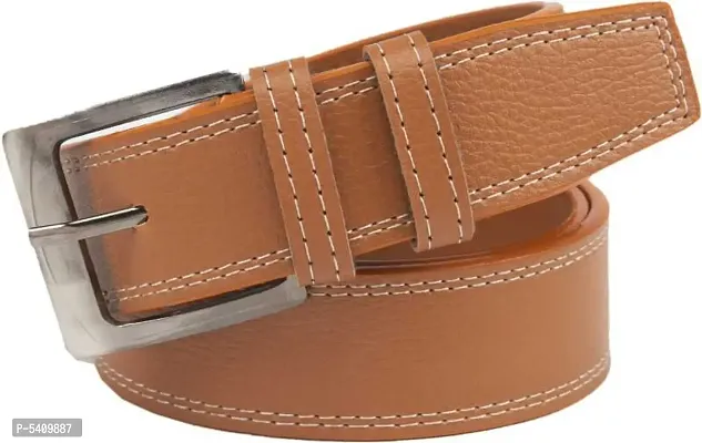 Trendy Artificial Leather Tan Solid Belt For Men-thumb0