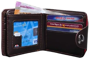 Stylish Artificial Leather Brown Durable Card and Money Organiser Wallet For Men-thumb1