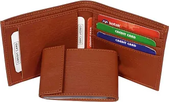 Stylish Artificial Leather Tan Durable Card and Money Organiser Wallet For Men-thumb1