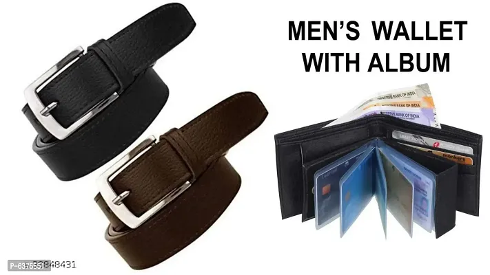 Men Slim Solid Combo Belts