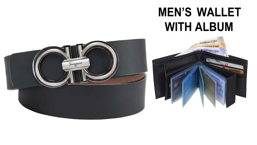 Stylish Artificial Leather Belt and Wallet Combo for Men