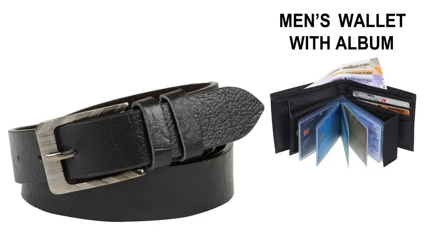 Stylish Artificial Leather Belt and Wallet Combo for Men