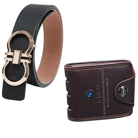 Stylish And Formal Artificial Leather Belt and Wallet Combo for Men