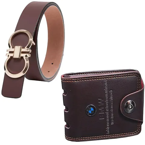 Stylish And Formal Artificial Leather Belt and Wallet Combo for Men