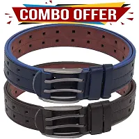 Stylish Leatherite Black And Blue Solid Mens Belts Combo-thumb1