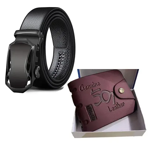 Stylish Fancy Artificial Leather Belt And Wallet Combo For Men