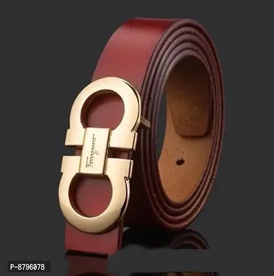 Trendy Brown Wide Solid Artificial Leather Belt For Men-thumb0