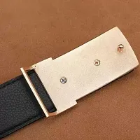 Stylish Fancy Synthetic Leather Solid Black Jaguar Belt With Classic Tan Wallet-thumb2