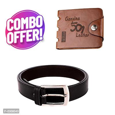 Artificial Leather Belt And Wallet Combo For Men