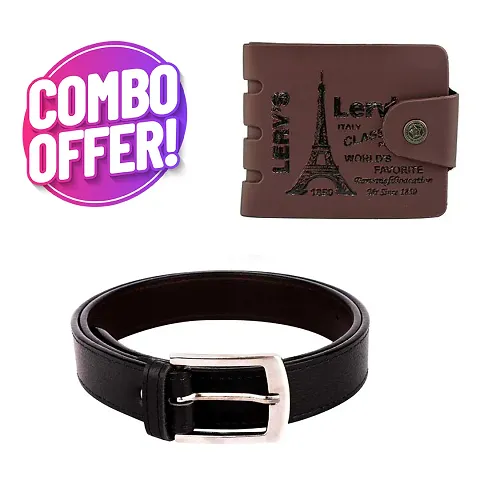 Trendy Artificial Leather Belt And Wallet Combo For Men