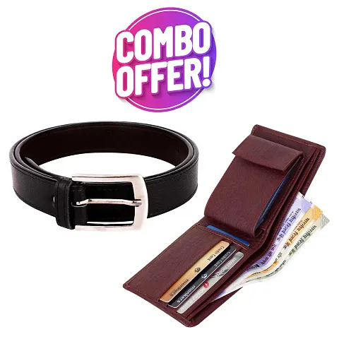 Trendy Artificial Leather Belt And Wallet Combo For Men