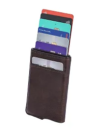 Trendy Men Brown Metal Card Holder With Leather Cover-thumb3