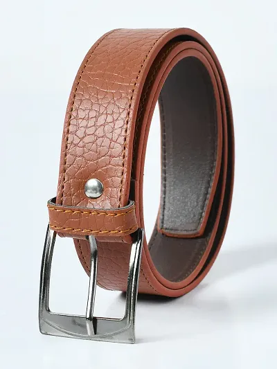 Elegant Tan Synthetic Leather Solid Belts For Men