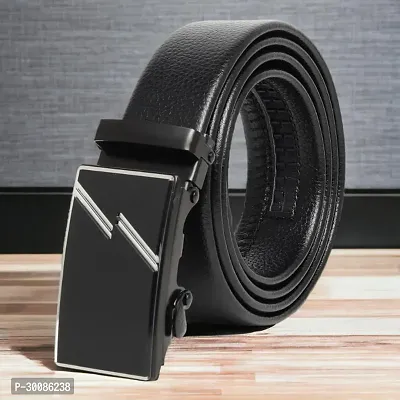 Stylish Artificial Leather Black Slider Buckle Belt