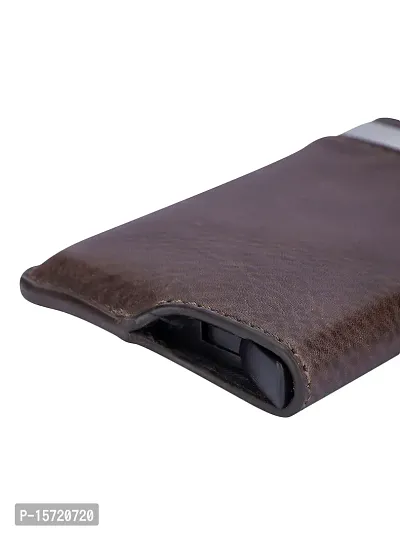 Trendy Men Brown Metal Card Holder With Leather Cover-thumb5