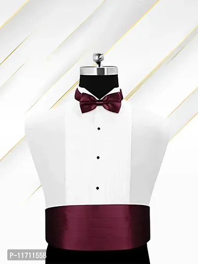 Satin The Cerulean Cummerband and Bow Tie Set (Wine)-thumb0