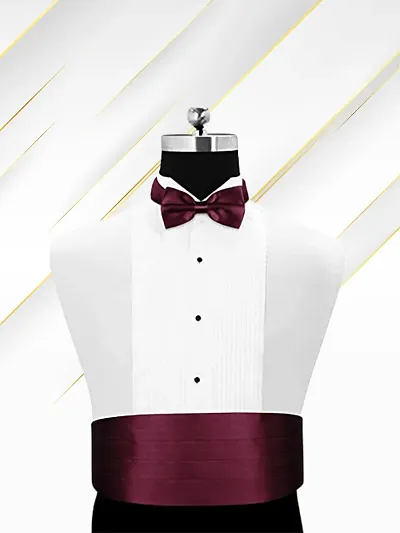 Satin The Cerulean Cummerband and Bow Tie Set (Wine)