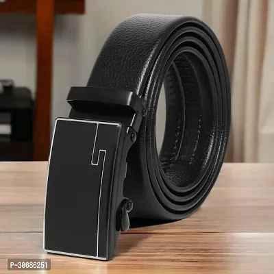 Stylish Artificial Leather Black Slider Buckle Belt