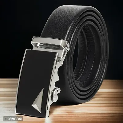 Stylish Artificial Leather Black Slider Buckle Belt