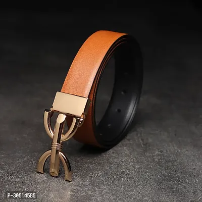 Stylish Tan Synthetic Solid Belt For Men-thumb0