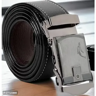 Elegant Black Artificial Leather Solid Belt For Men-thumb0