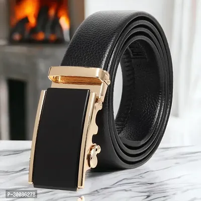 Stylish Artificial Leather Black Slider Buckle Belt