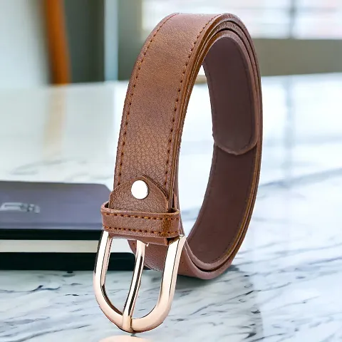 Elegant Brown Formal Artificial Leather Belt For Women