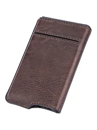 Trendy Men Brown Metal Card Holder With Leather Cover-thumb1