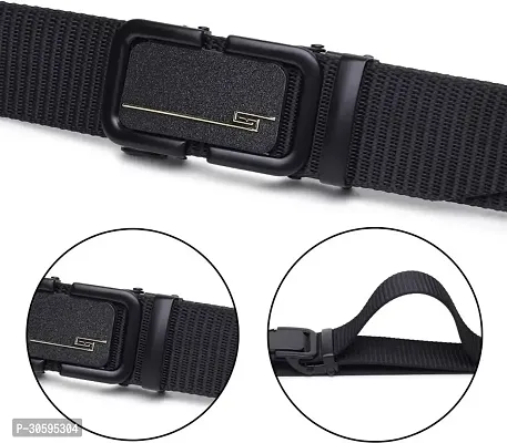 Kastner Men Black Canvas Solid Belt-thumb4